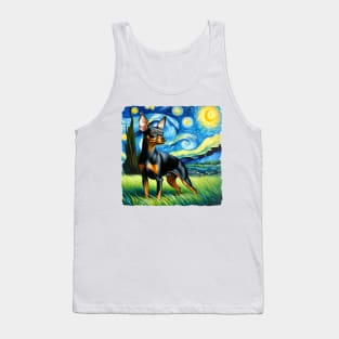 Starry Miniature Pinscher Dog Portrait - Pet Portrait Tank Top